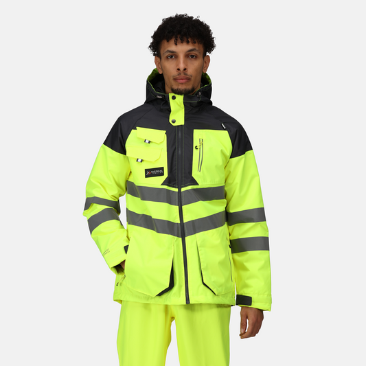 Regatta TRA340 Extra Large XL Hi-Vis Waterproof Hooded Work Jacket pro Gold